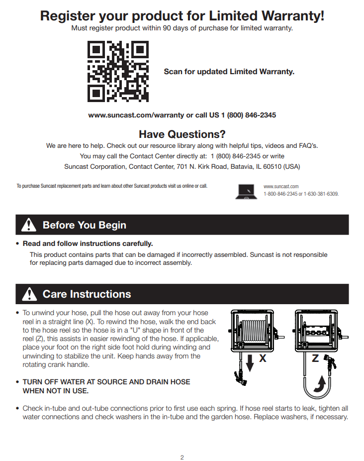 Universal Hose Reel Assembly Manual (English) Suncast